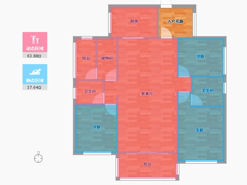 四川省-成都市-天来汇景115m²-98.07-户型库-动静分区