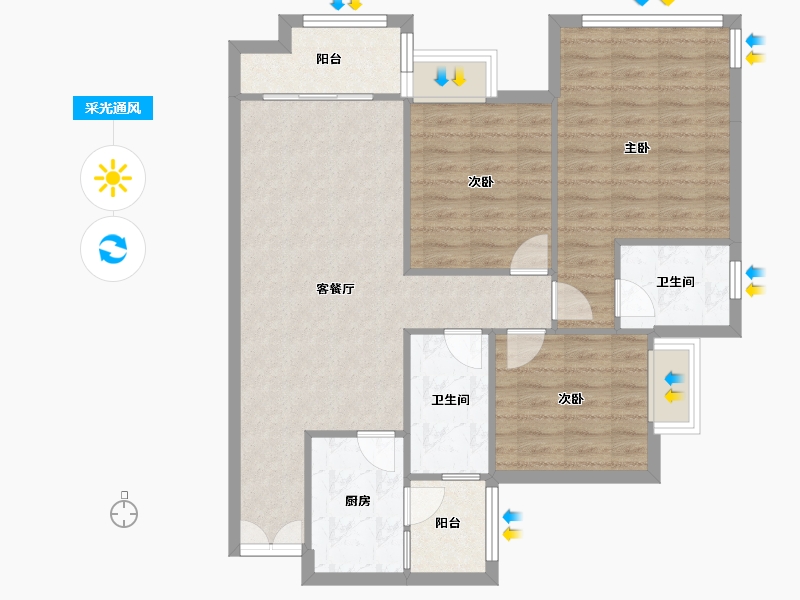 四川省-成都市-合谊万璟台7栋113m²-88.80-户型库-采光通风