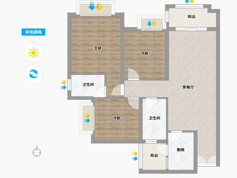 四川省-成都市-合谊万璟台8栋111m²-84.33-户型库-采光通风