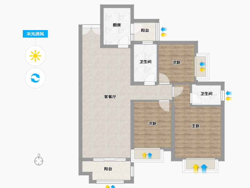 四川省-成都市-合谊万璟台6栋,7栋116m²-89.05-户型库-采光通风