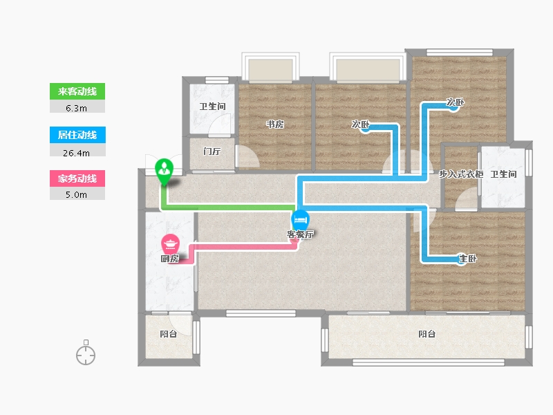 四川省-成都市-合谊万璟台6栋,8栋135m²-111.03-户型库-动静线