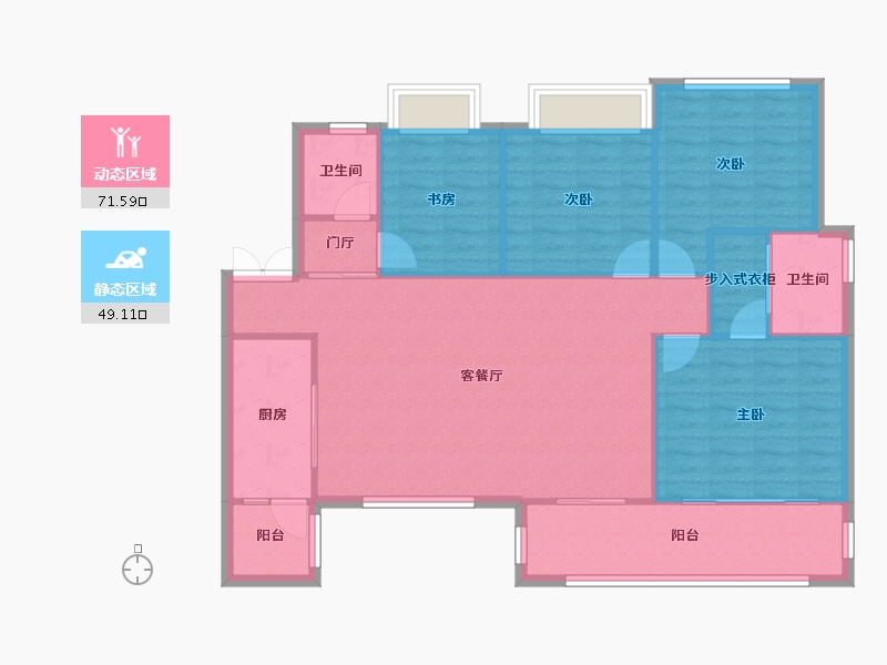 四川省-成都市-合谊万璟台6栋,8栋135m²-111.03-户型库-动静分区