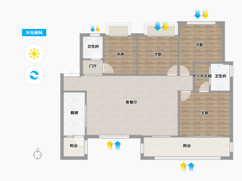 四川省-成都市-合谊万璟台6栋,8栋135m²-111.03-户型库-采光通风