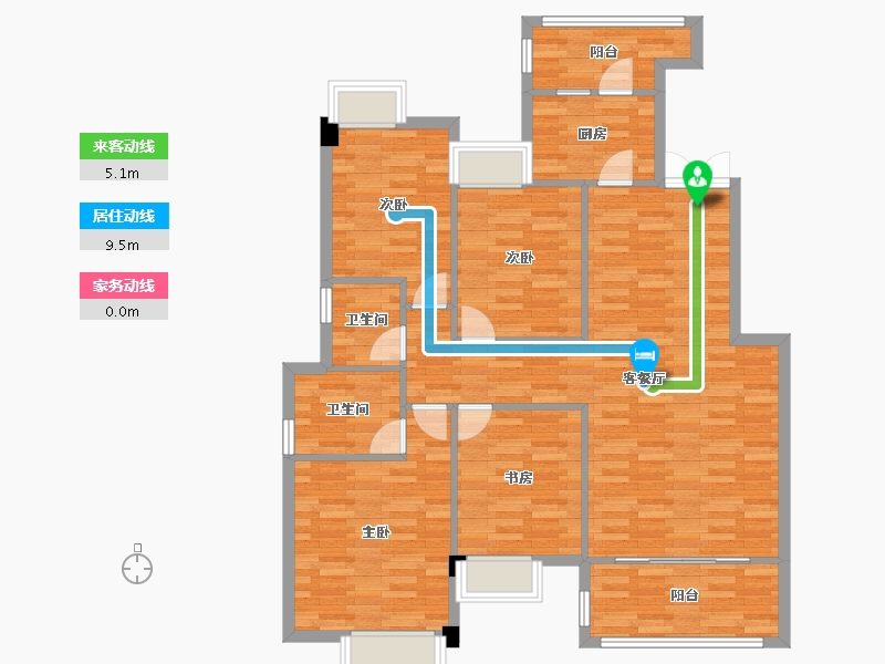 四川省-成都市-幸福东方白桦林1号楼,2号楼134m²-111.68-户型库-动静线