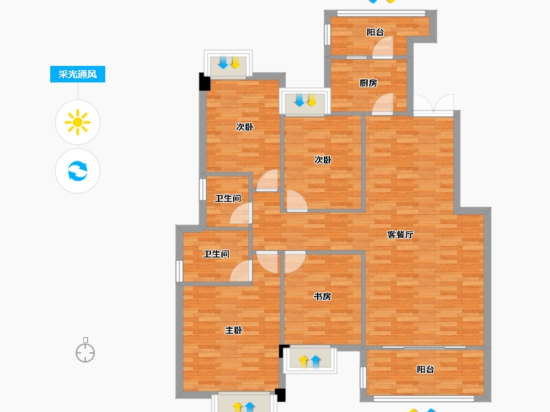 四川省-成都市-幸福东方白桦林1号楼,2号楼134m²-111.68-户型库-采光通风