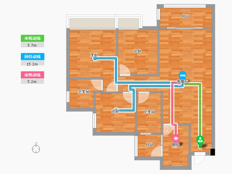 四川省-成都市-幸福东方白桦林3号楼,103m²-83.64-户型库-动静线