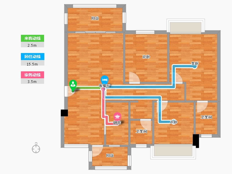 四川省-成都市-蜀郡清上居1号楼,5号楼,10号楼,11号楼,12号楼111m²-92.47-户型库-动静线