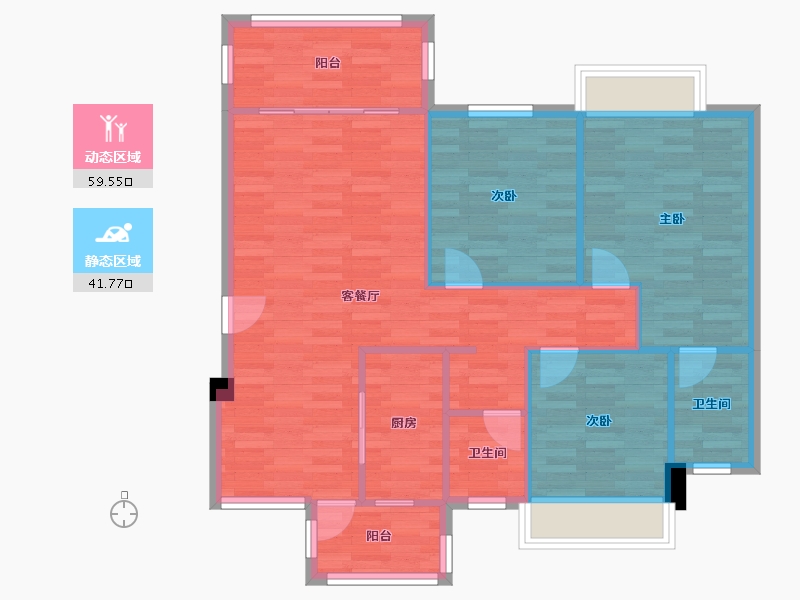 四川省-成都市-蜀郡清上居1号楼,5号楼,10号楼,11号楼,12号楼111m²-92.47-户型库-动静分区