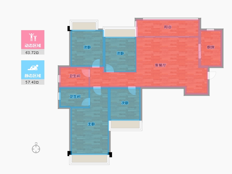 四川省-成都市-新希望锦麟府136m²-108.80-户型库-动静分区