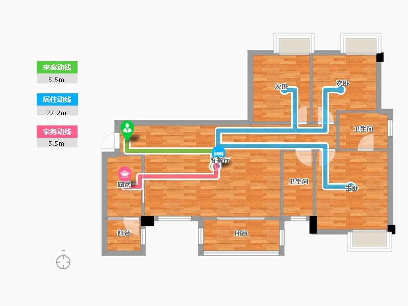 四川省-成都市-中铁城鉴湖栖郡5栋,6栋,13栋,18栋,19栋118m²-89.99-户型库-动静线