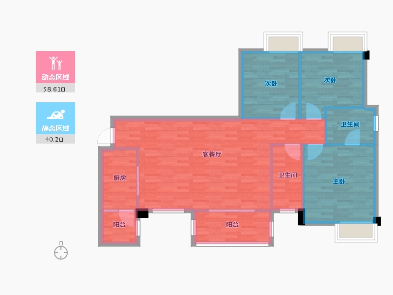 四川省-成都市-中铁城鉴湖栖郡5栋,6栋,13栋,18栋,19栋118m²-89.99-户型库-动静分区