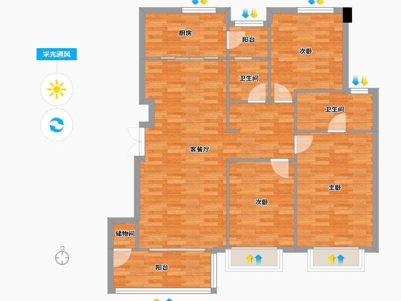 四川省-成都市-中铁城鉴湖栖郡11栋,14栋,22栋,23栋,21栋,10栋122m²-101.81-户型库-采光通风