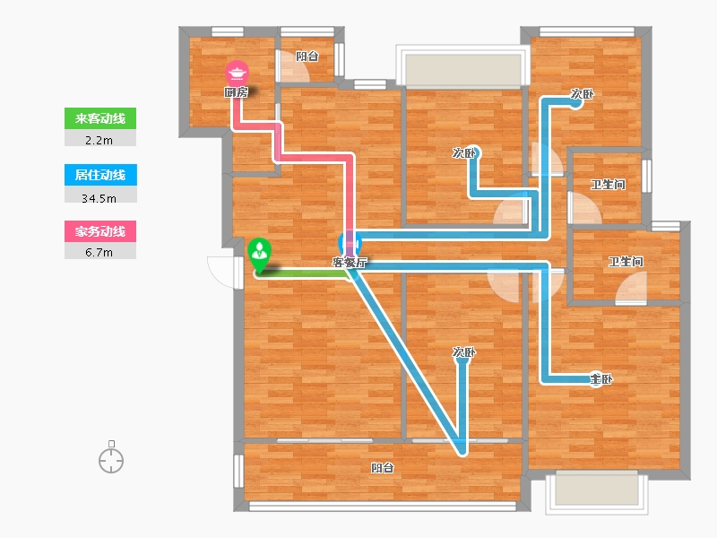 四川省-成都市-华邑宸居2号楼,3号楼,4号楼,5号楼120m²-106.07-户型库-动静线