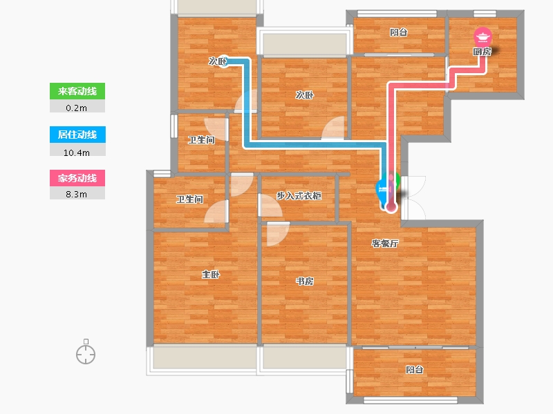 四川省-成都市-新希望锦麟府6号楼,5号楼148m²-112.70-户型库-动静线