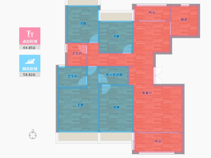 四川省-成都市-新希望锦麟府6号楼,5号楼148m²-112.70-户型库-动静分区