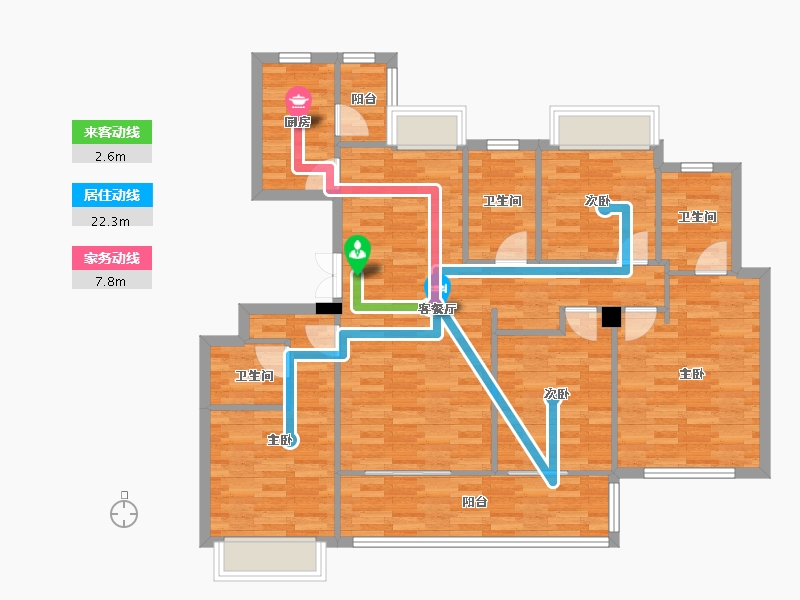 四川省-成都市-华邑宸居5号楼137m²-113.38-户型库-动静线