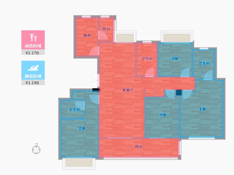 四川省-成都市-华邑宸居5号楼137m²-113.38-户型库-动静分区