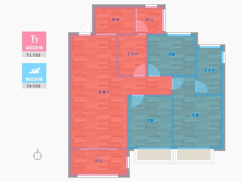 四川省-成都市-华邑宸居1号楼100m²-82.28-户型库-动静分区