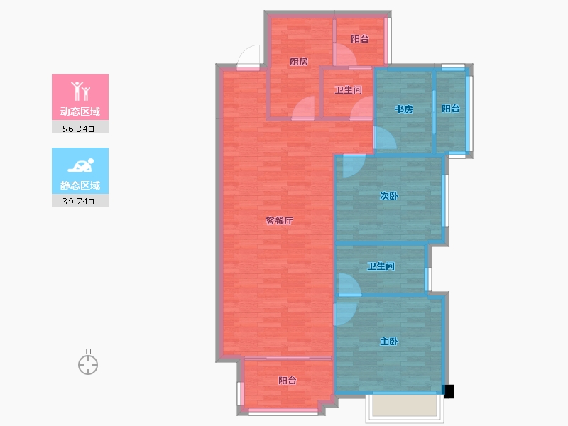 四川省-成都市-左岸名都108m²-87.69-户型库-动静分区