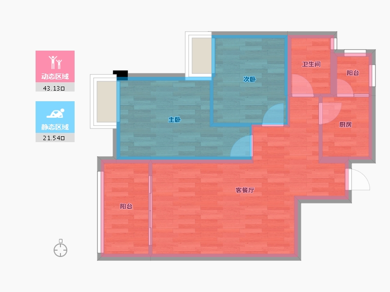 四川省-成都市-帝一广场5号楼76m²-57.34-户型库-动静分区