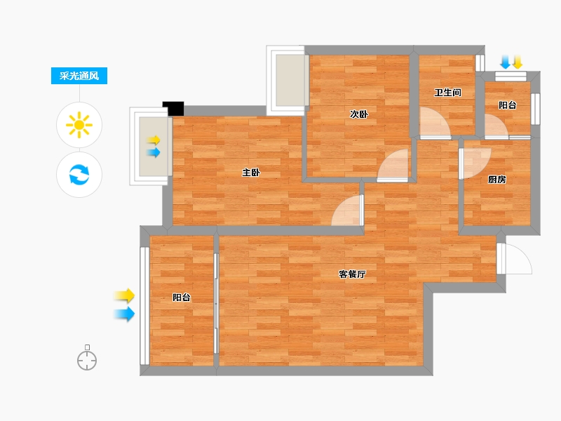 四川省-成都市-帝一广场5号楼76m²-57.34-户型库-采光通风