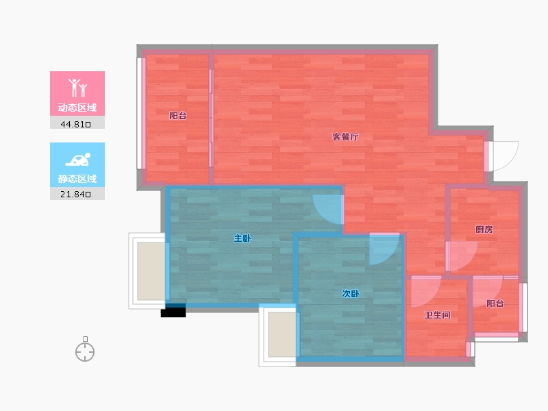 四川省-成都市-帝一广场5号楼78m²-60.42-户型库-动静分区