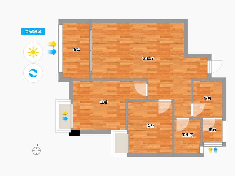 四川省-成都市-帝一广场5号楼78m²-60.42-户型库-采光通风