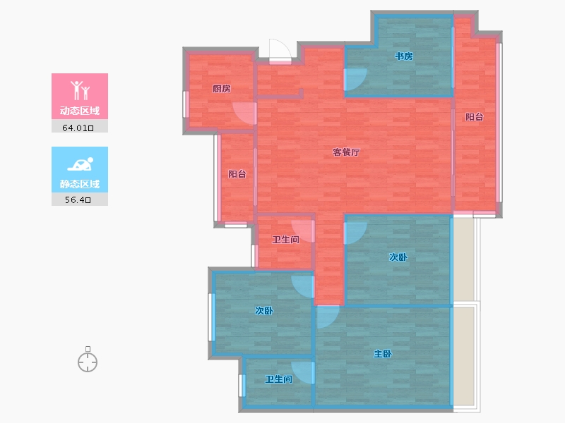 四川省-成都市-中梁壹号院2栋,4栋,6栋,8栋,10栋,12栋,13栋132m²-110.31-户型库-动静分区