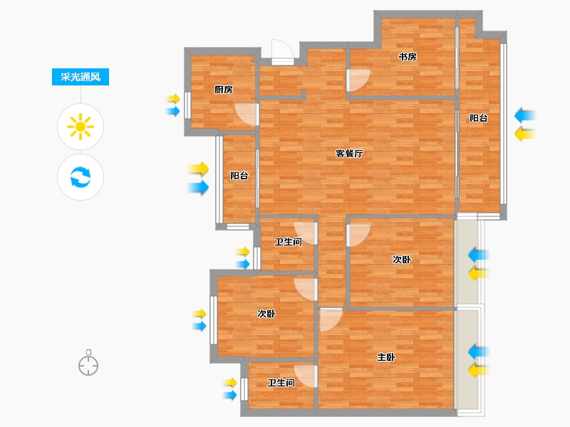 四川省-成都市-中梁壹号院2栋,4栋,6栋,8栋,10栋,12栋,13栋132m²-110.31-户型库-采光通风