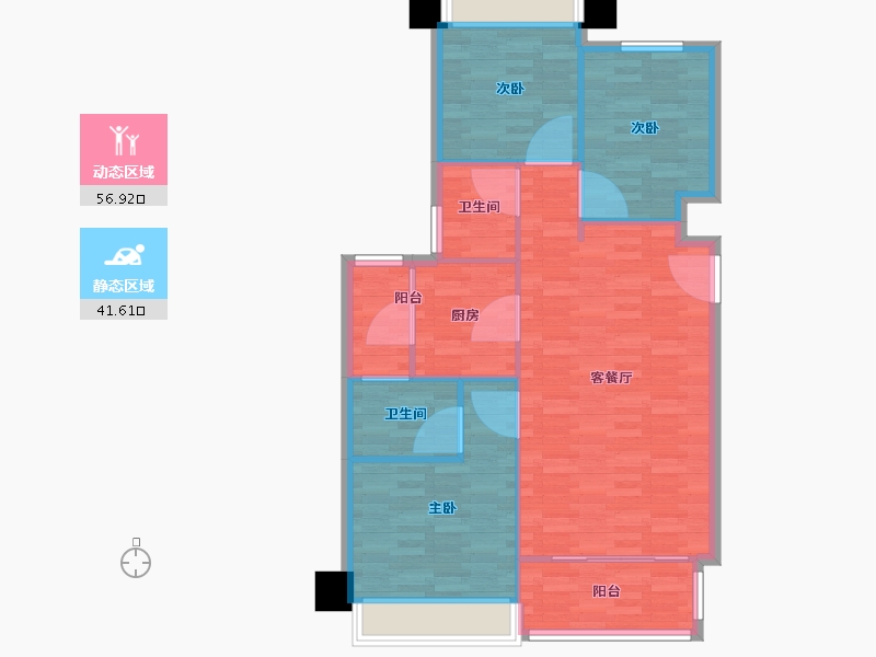 四川省-成都市-首开龙湖景粼玖序6号楼,7号楼113m²-90.41-户型库-动静分区