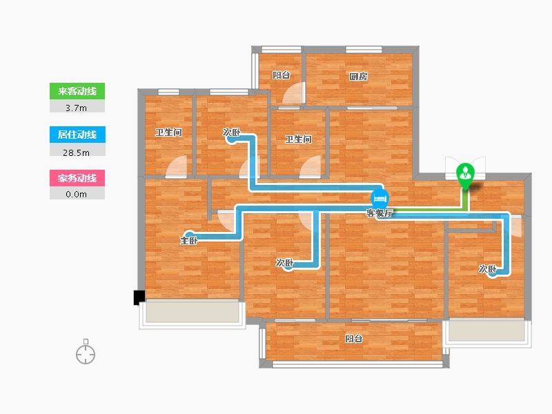 四川省-成都市-首开龙湖景粼玖序2号楼,3号楼,4号楼132m²-105.60-户型库-动静线