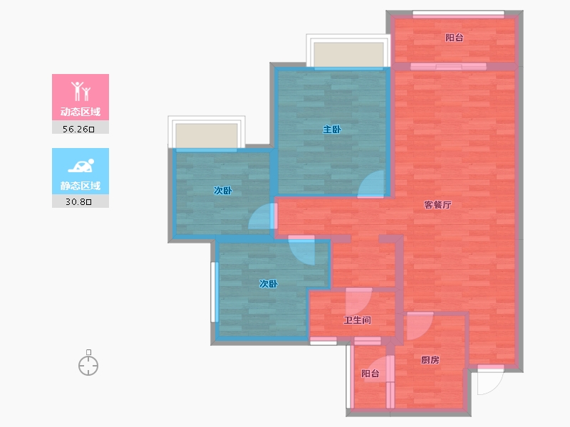 四川省-成都市-书香华府1号楼97m²-77.06-户型库-动静分区