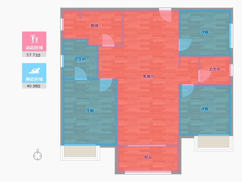 四川省-成都市-书香华府1号楼113m²-90.57-户型库-动静分区