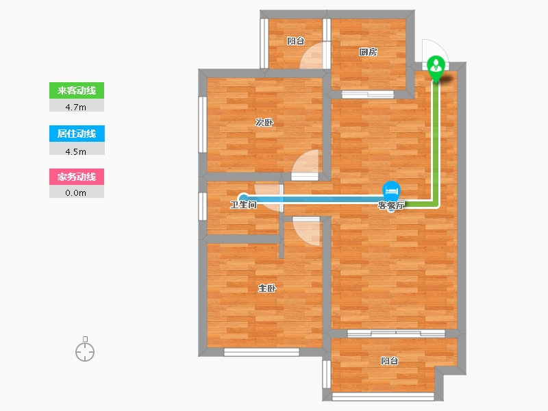 四川省-成都市-崇宁华府2号楼78m²-63.77-户型库-动静线