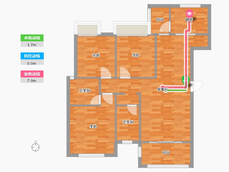 四川省-成都市-崇宁华府7号楼,8号楼103m²-85.86-户型库-动静线