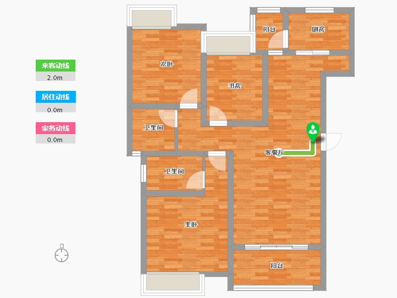 四川省-成都市-崇宁华府2号楼,3号楼108m²-86.46-户型库-动静线