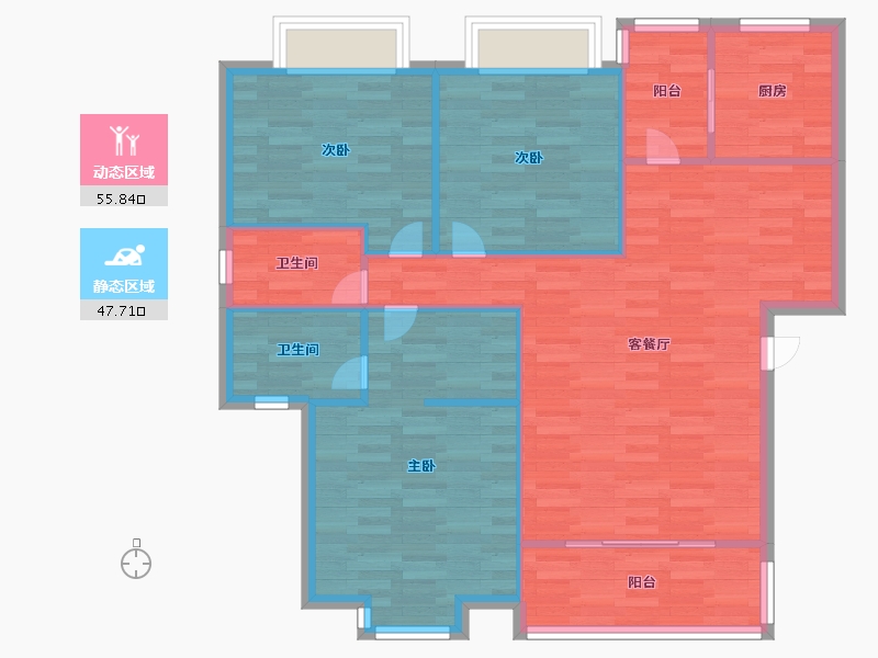 四川省-成都市-杜鹃城118m²-94.40-户型库-动静分区