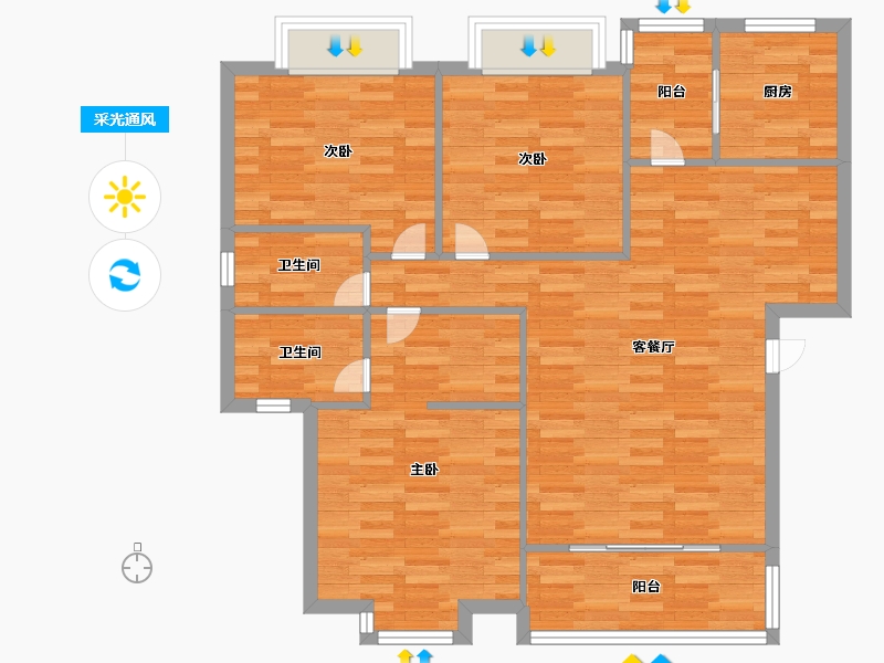 四川省-成都市-杜鹃城118m²-94.40-户型库-采光通风