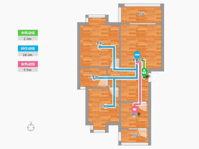 四川省-成都市-杜鹃城2号楼80m²-64.00-户型库-动静线