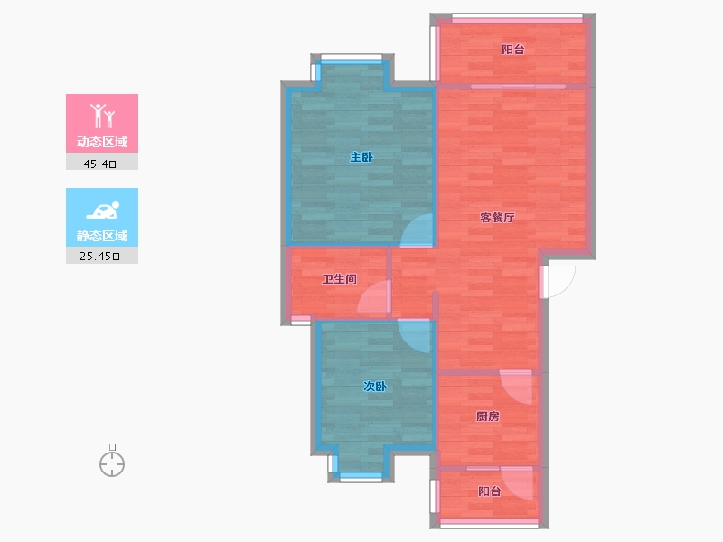 四川省-成都市-杜鹃城2号楼80m²-64.00-户型库-动静分区