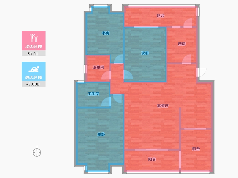 四川省-成都市-杜鹃城131m²-104.80-户型库-动静分区