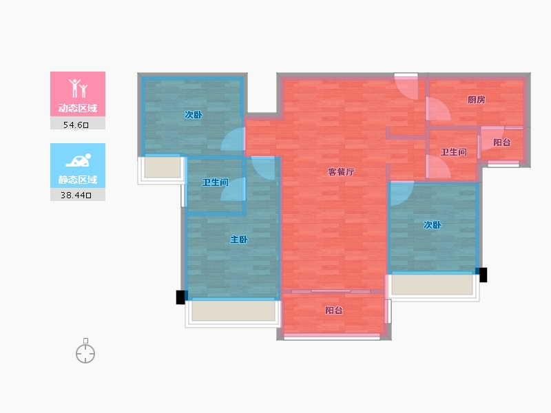 四川省-成都市-保利熙园9号楼,10号楼106m²-84.50-户型库-动静分区