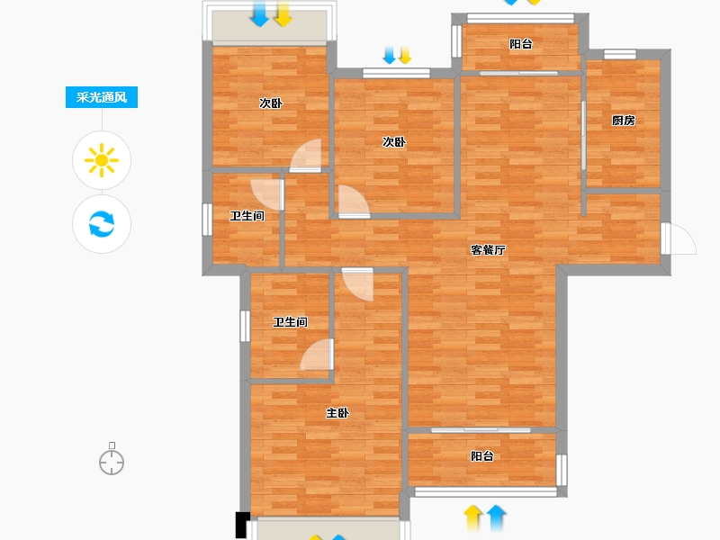 四川省-成都市-保利熙园9号楼,10号楼117m²-93.60-户型库-采光通风