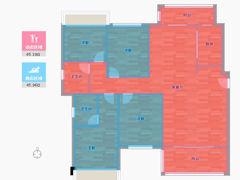 四川省-成都市-保利熙园5号楼,6号楼,7号楼,20号楼,21号楼,23号楼127m²-101.60-户型库-动静分区