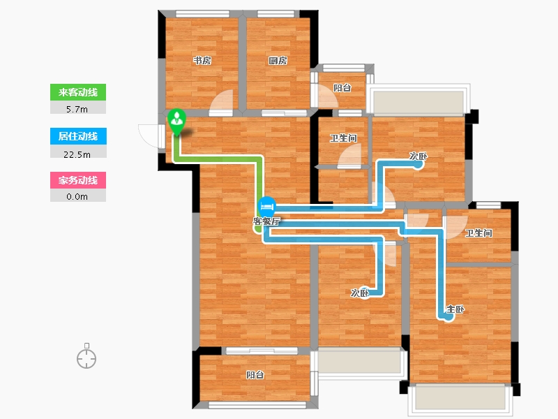 四川省-成都市-富元君庭3号楼,2号楼128m²-97.89-户型库-动静线