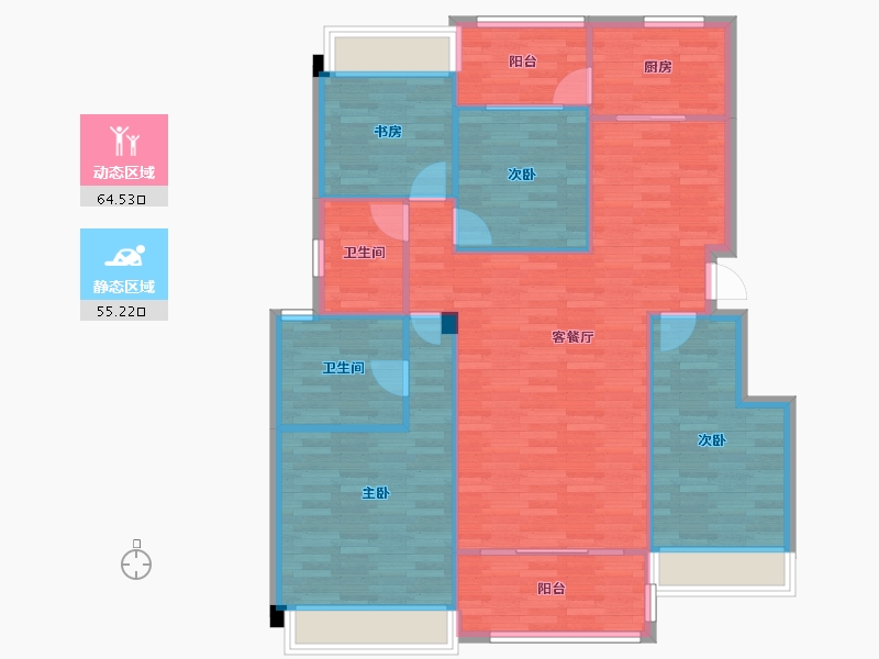 四川省-成都市-富元君庭9号楼,11号楼,8号楼,10号楼131m²-109.63-户型库-动静分区