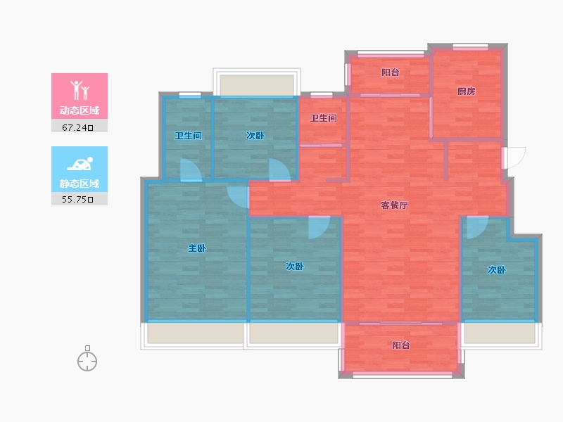 四川省-成都市-富元君庭7号楼132m²-112.97-户型库-动静分区