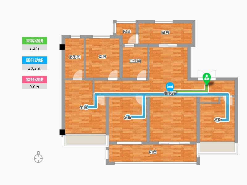 四川省-成都市-首开龙湖紫云赋4栋,6栋,1号楼,9号楼136m²-108.80-户型库-动静线