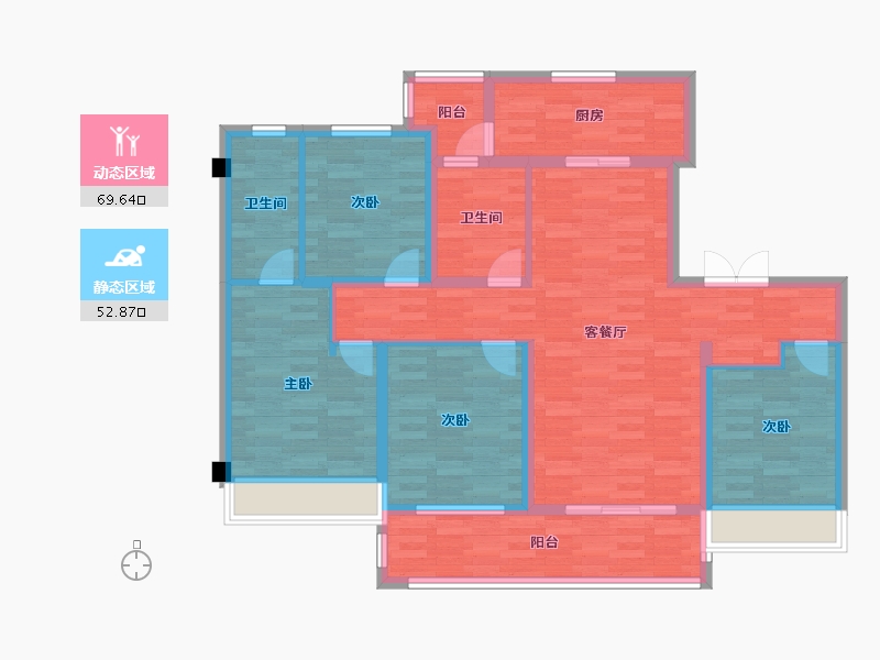 四川省-成都市-首开龙湖紫云赋4栋,6栋,1号楼,9号楼136m²-108.80-户型库-动静分区