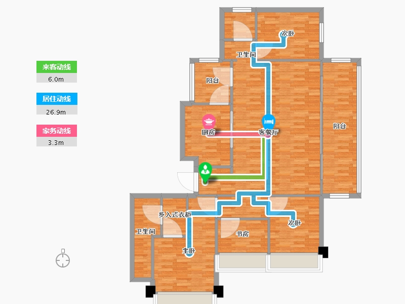 四川省-成都市-首开龙湖紫云赋6栋150m²-120.01-户型库-动静线